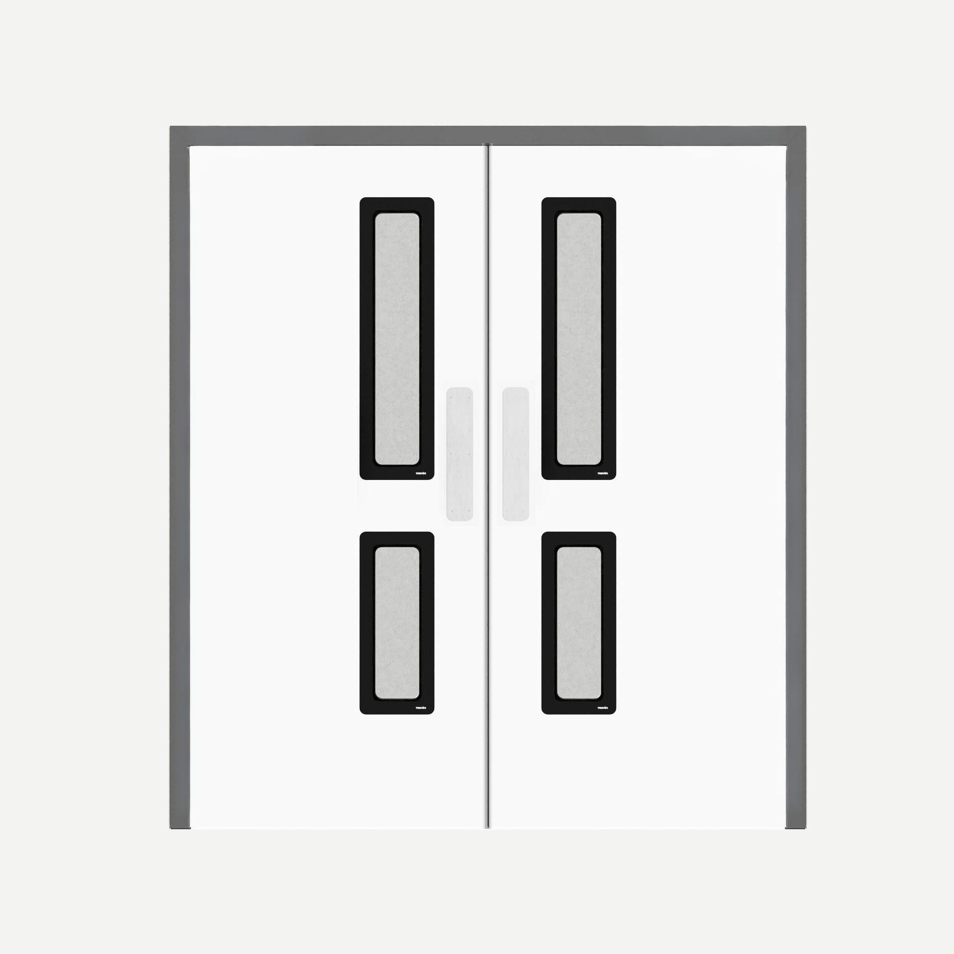 Hospital door FD30 double swing double with split vertical vision panels - Hygidoor copy-1