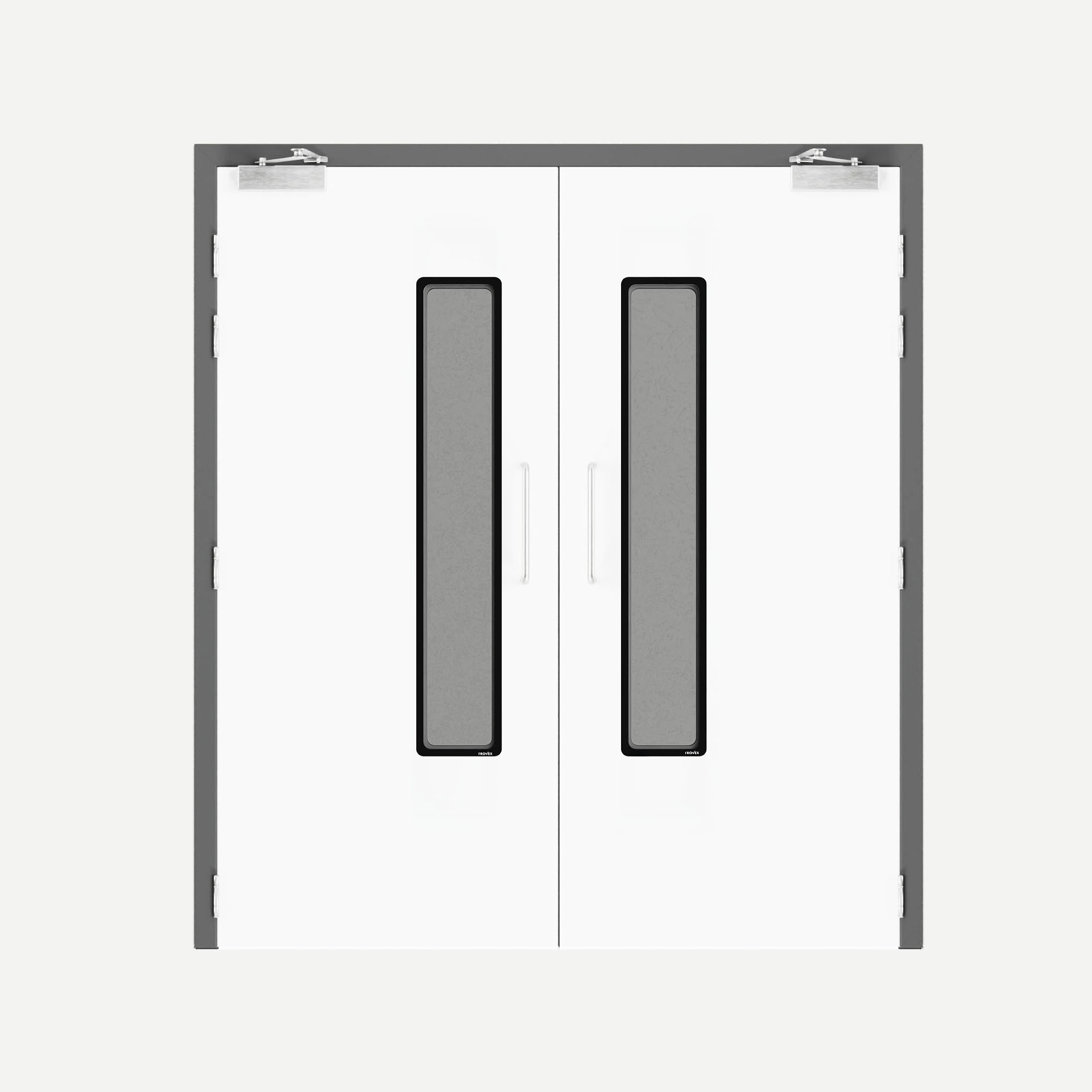 Hospital door double with split vertical vision panels - Hygidoor-1