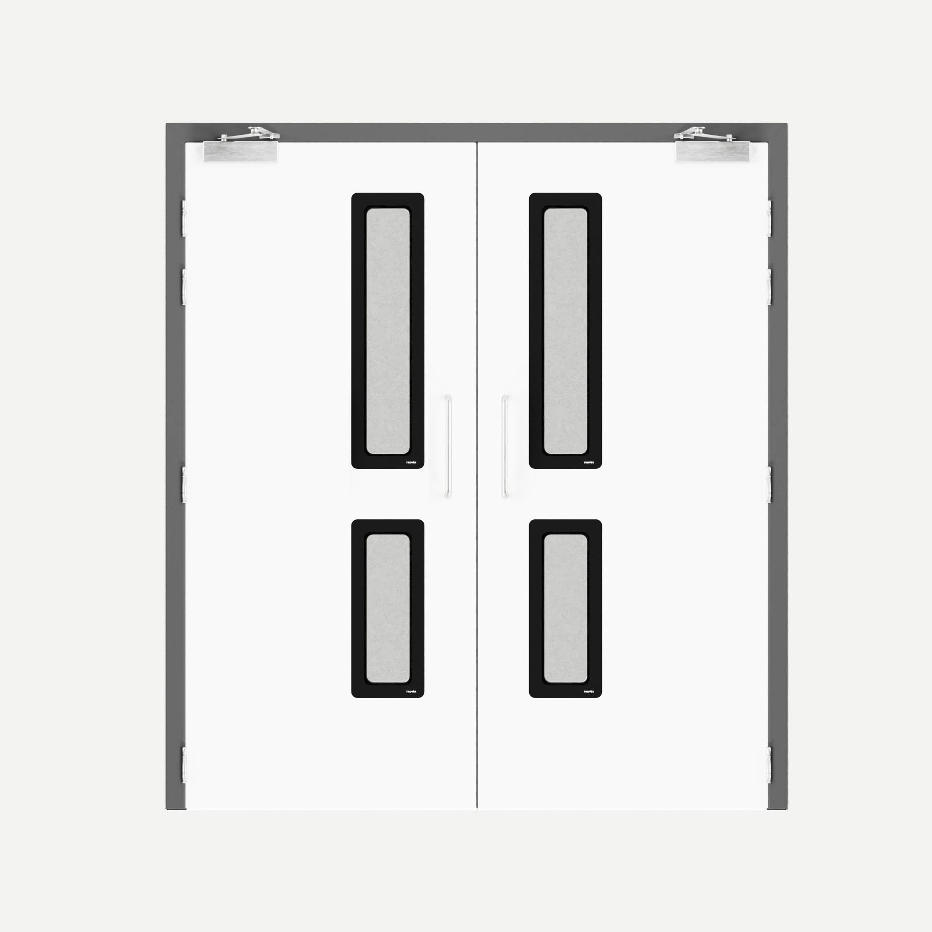 Hospital door double with split vertical vision panels - Hygidoor